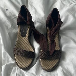 Brown heeled espadrilles. Good used condition size 6 1/2.